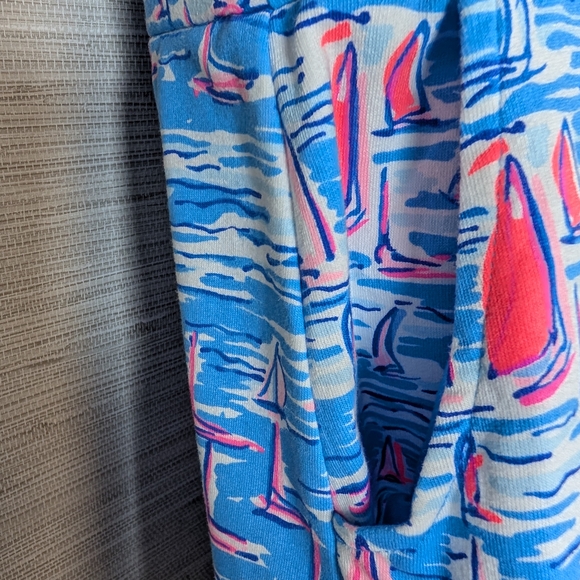 Lilly Pulitzer Jace Romper Zanzibar Blue Sailboats Medium Strapless Pink - Picture 4 of 12